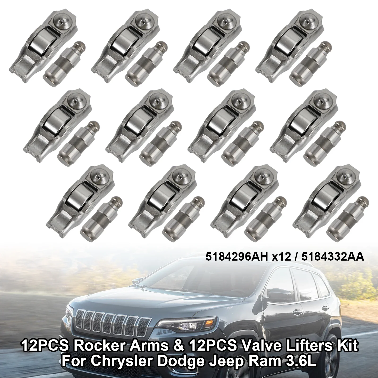 12PCS Rocker Arms & 12PCS Valve Lifters Kit For Chrysler Dodge Jeep Ram 3.6L Car Accessories