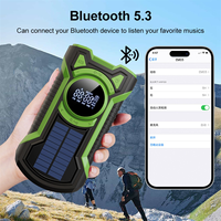 Hand Crank Solar Radio Portable AM/FM/ Weather Radio with LED Flashlight Bluetooth 5.0 Speaker Emergency Radio-C