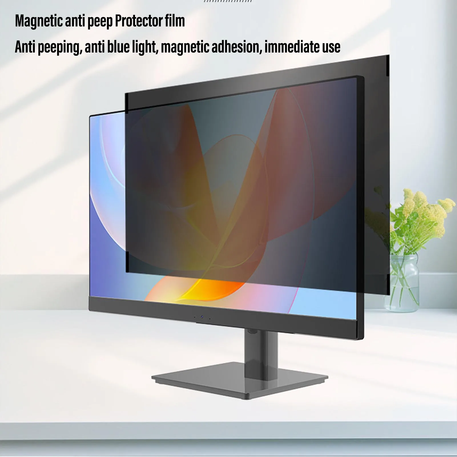 27 Inch 16:9 Magnetic Privacy Screen Filter PET Anti-Glare Anti-Blue Light Removable Eye Care Protector