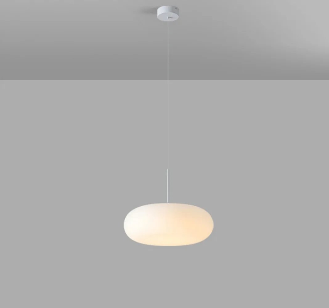 Modern Single Pendant Lights Simple Cream Style White Hanging Lights for Kitchen Island Lights Bedroom Hanging Bedside Lights