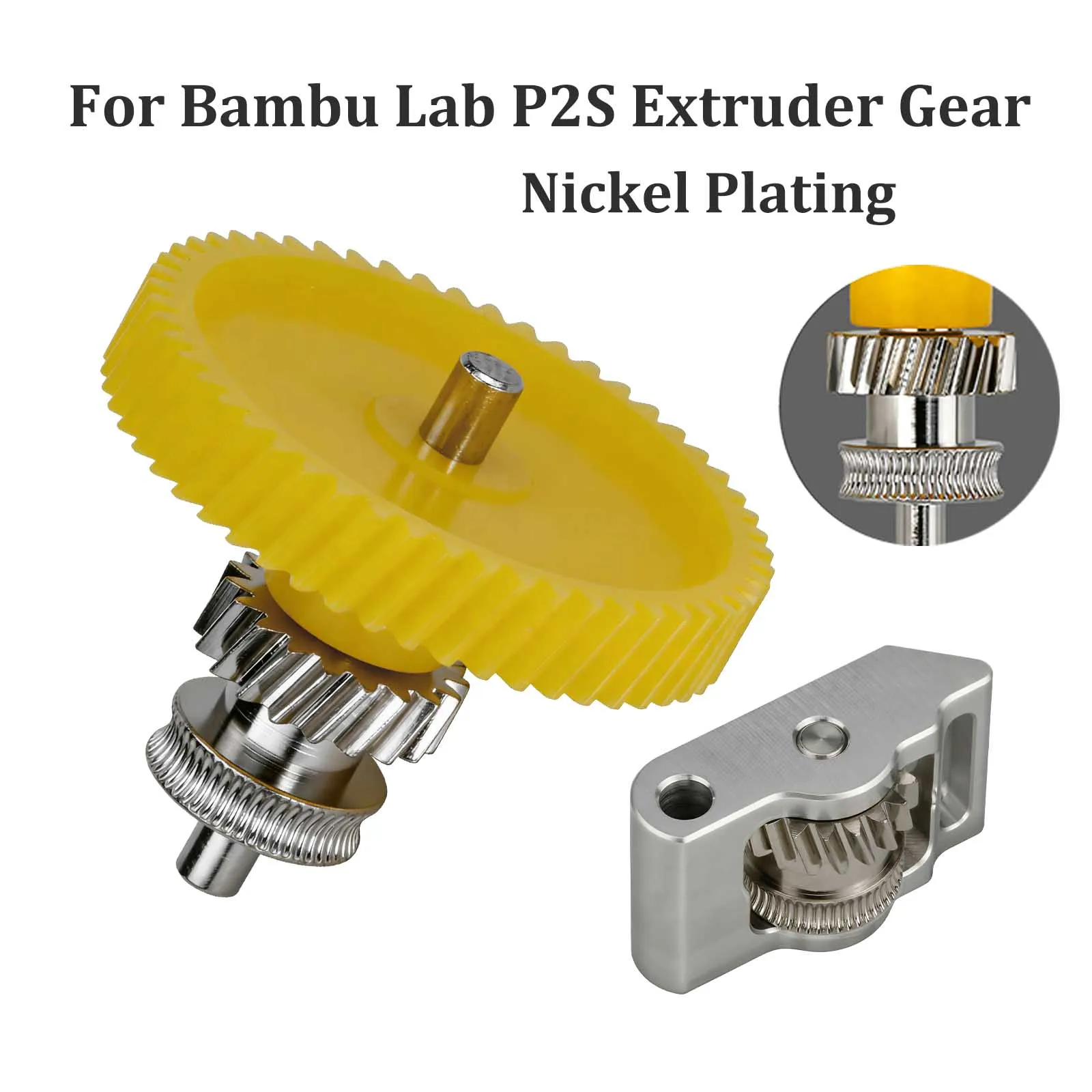 

For Bambu Lab P2S Extruder Gear Kit Integrated Nickel Plating Hardened Steel Gear For Bambulab P2S 3D Printer Replacement Parts