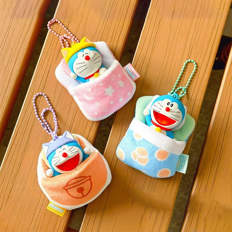 Anime Cartoon Doraemon Quilt Doll Keychain Pendant Cute New Plush Backpack Accessories Desktop Small Ornament Holiday Gift