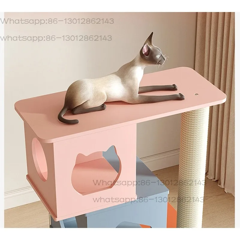 Nest Building Blocks Cat Climbing Frame with Vertical Posts Cat Tree  Scratching Board Integrated Large Luxury Stand