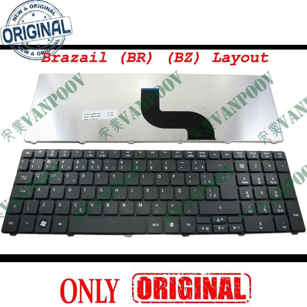 New Laptop Keyboard for Acer Aspire 5536 5536G 5738 5810 5810T 7735 5336 5410 5252 5742G 5742Z Black Brazil BR - NSK-AL00B