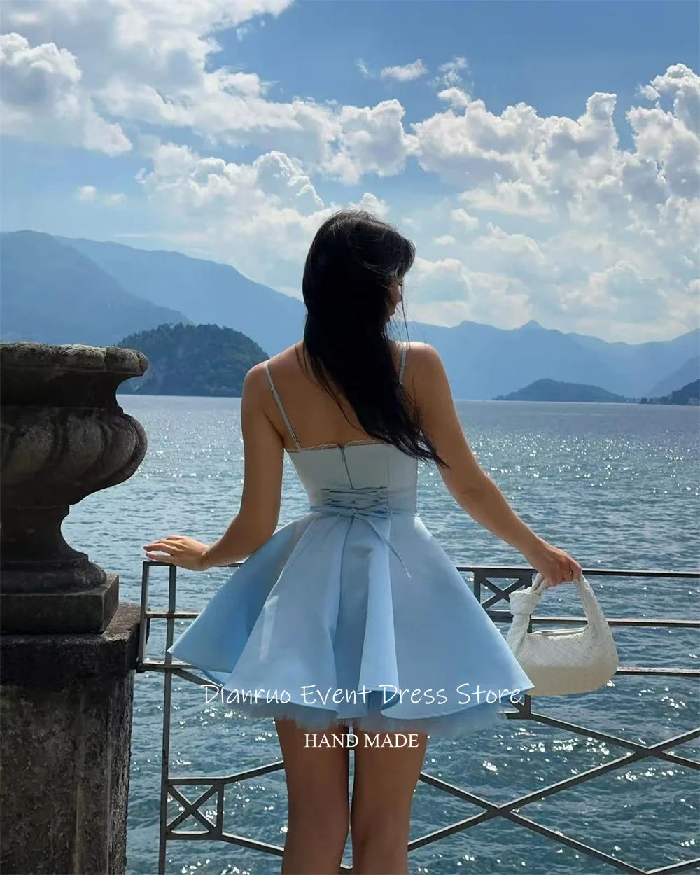 Dianruo ミニサテンウエディングドレススパゲッティストラップ A ライン誕生日ドレス魅力的な恋人春夏ドレスカスタマイズ