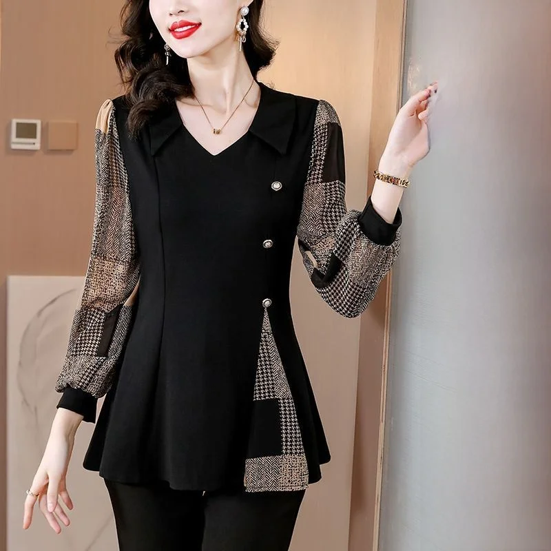 

Женский осенний топ больших размеров, длинный базовый слой све, новый Sle, скрывающий мясо, модный шифон для похудения, маленький утюг