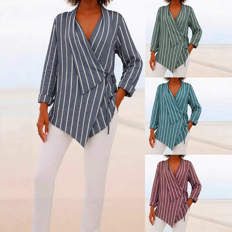 

Весенне-летняя женская свободная рубашка с лацканами и разноцветным принтом