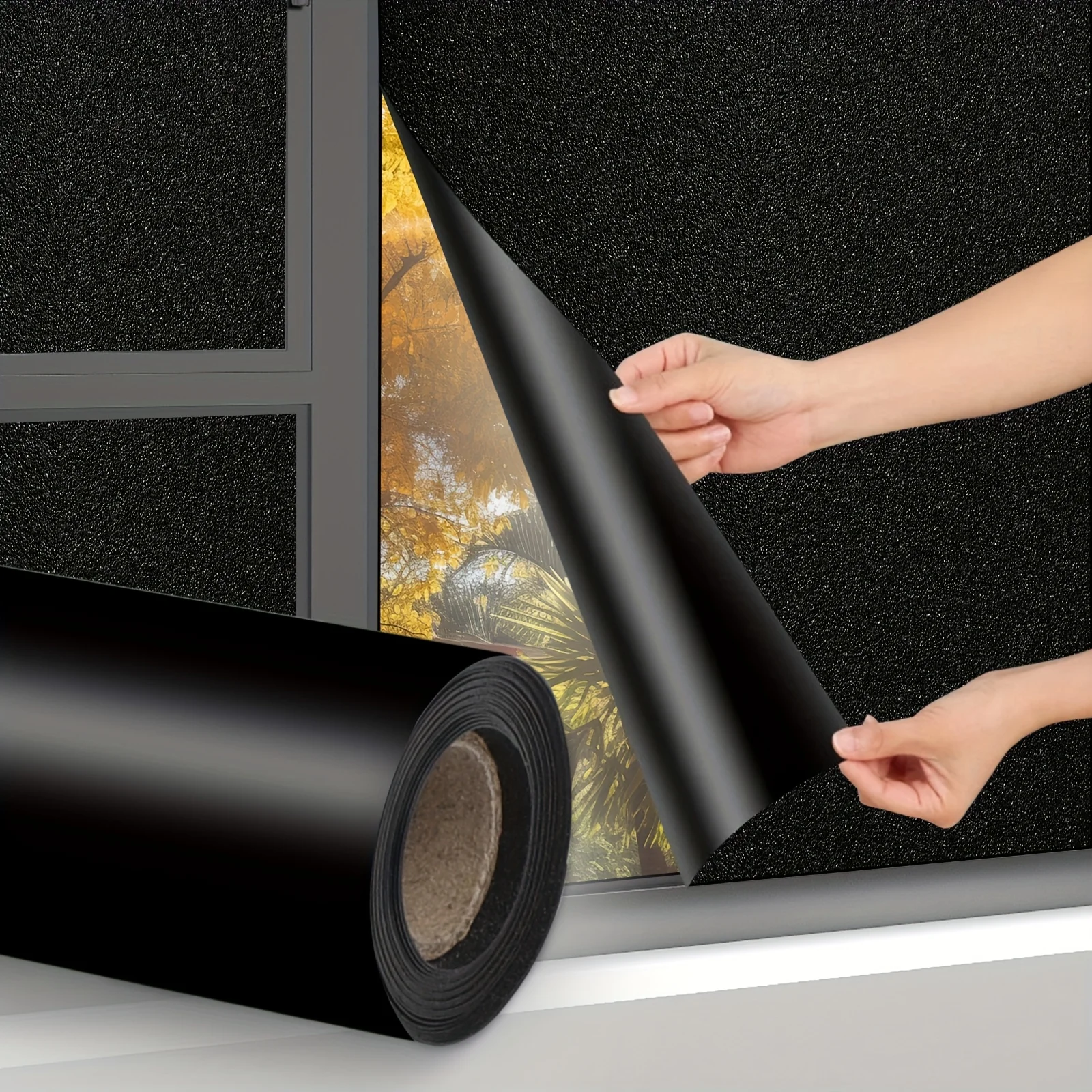 Durable Frosted Privacy Window Film, Anti-Glare Blackout Heat Blocking, Removable No Residue Easy Stick for Home Office Car