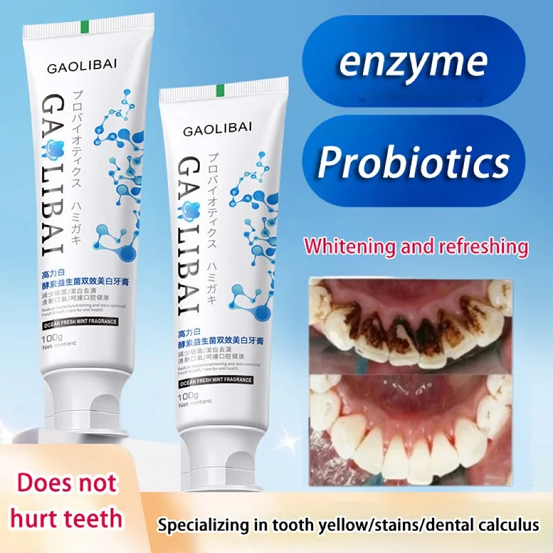 Probiotic Whiten Toothpaste Remove Stains Freshen Breath Reduce Oral Bacteria Prevent Periodontitis Fluoride Toothpaste 100G