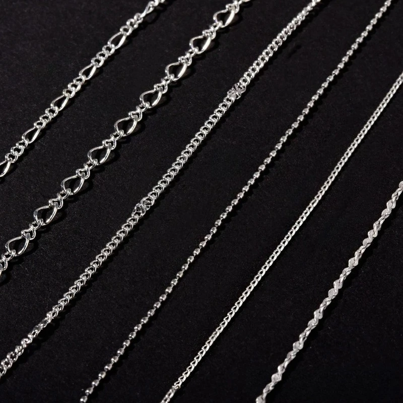 1Pcs Popular Thin Chain Nail Charms, Japanese Punk Metal Thin Beaded Chains for DIY Manicure Nail Art Accessories
