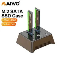 MAIWO Dual Bay SSD Duplicator M.2 SATA NGFF SSD Enclosure With Clone USB3.1 Gen2 Storage Box M2 Hard Drive Copy External Case