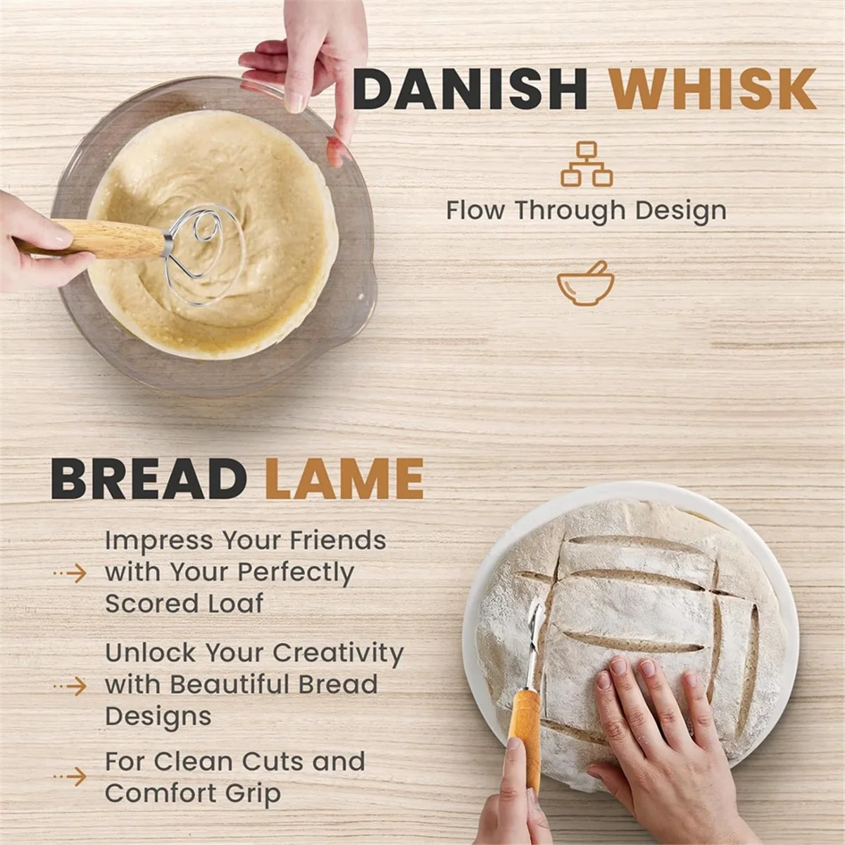 A64K مجموعة سلة تخمير الخبز البيضاوي سلة التخمير الخافق العجين مكشطة مجموعة فرشاة السيليكون