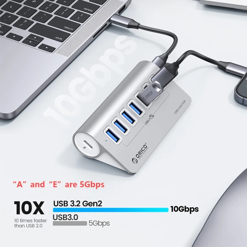 Imagem -03 - Orico-multi Usb tipo c Porta Splitter Hub Múltiplo Slot Dock Station Extensor Switch com Leitor de Cartão Adaptador de Carregador Usb 3.2 a