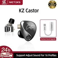 Auriculares KZ Castor con cable, auriculares HiFi de graves mejorados, 2 auriculares intrauditivos dinámicos de alta gama sintonizables con armadura equilibrada y accesorios