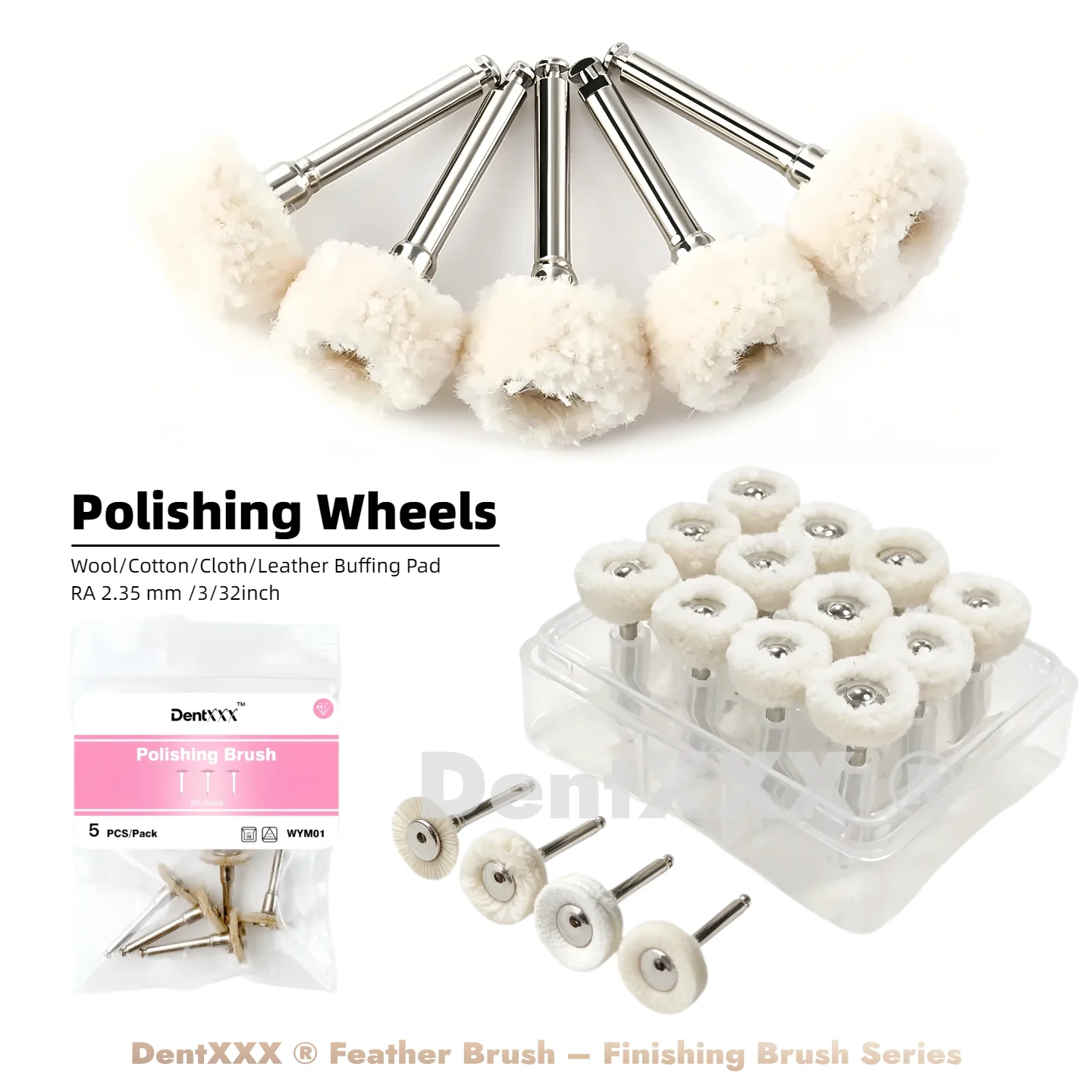RA Polishing Brush Drill Wheel Finishing Cotton Felt Goat Wool Flat Rotary Tools