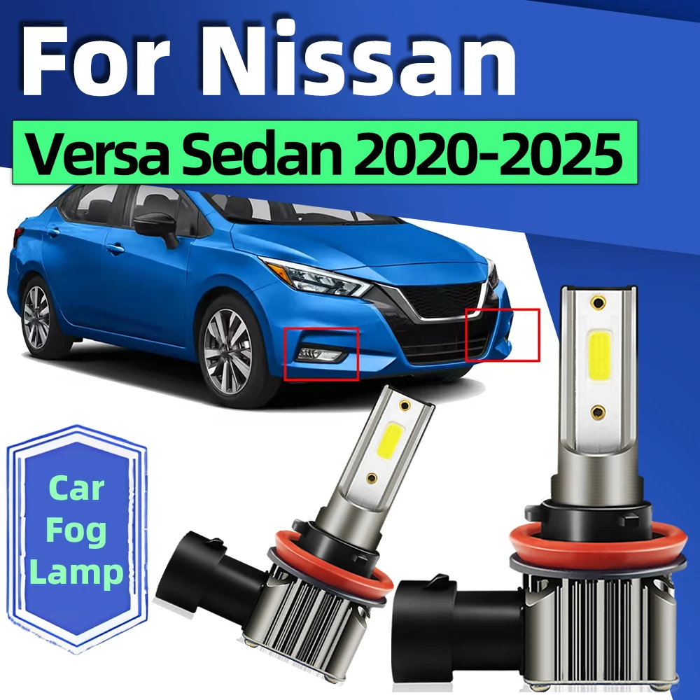 2x 6000K LED Fog Light 15000LM Wireless Bulbs White 12V For Nissan Versa Sedan 2020 2021 2022 2023 2024 2025 Car Front Fog Lamps