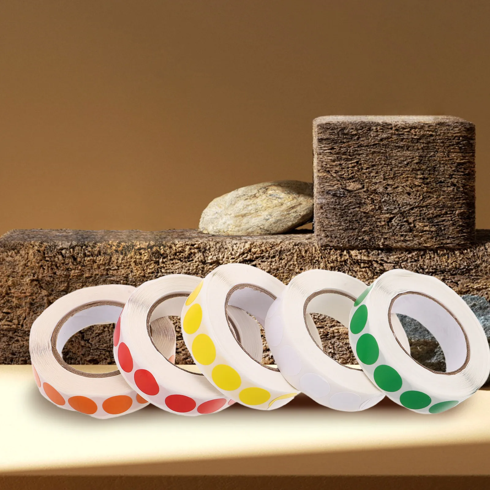 

5 Rolls Round Self-Adhesive Color Coding Labels Blank Stickers for Inventory Office DIY Marking and Categorizing