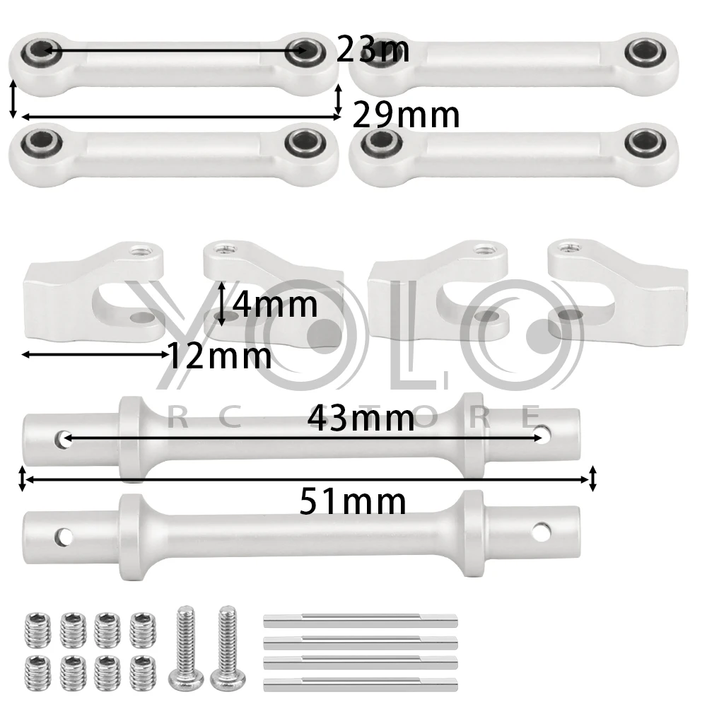 Un juego de barra de varilla antiinclinación delantera y trasera de aleación de aluminio para 1/18 RC Losi Mini LMT Monster Truck Car todas las piezas de mejora de Metal