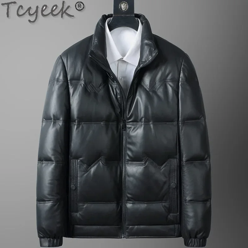 Tcyeek Genuine Leather Down Jacker Men Winter Jackets Warm Goose Down Coat Mens Clothing Top Layer Sheepskin Coats 2024 Jaquetas