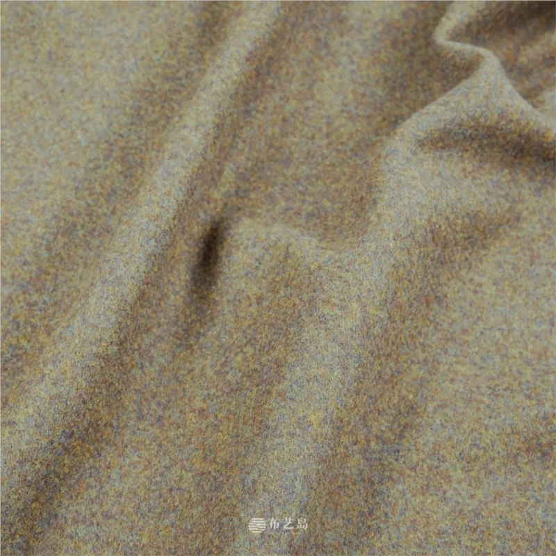 Green-brown mixed floral yarn solid color woolen fabric for suit handcrafted designer clothing