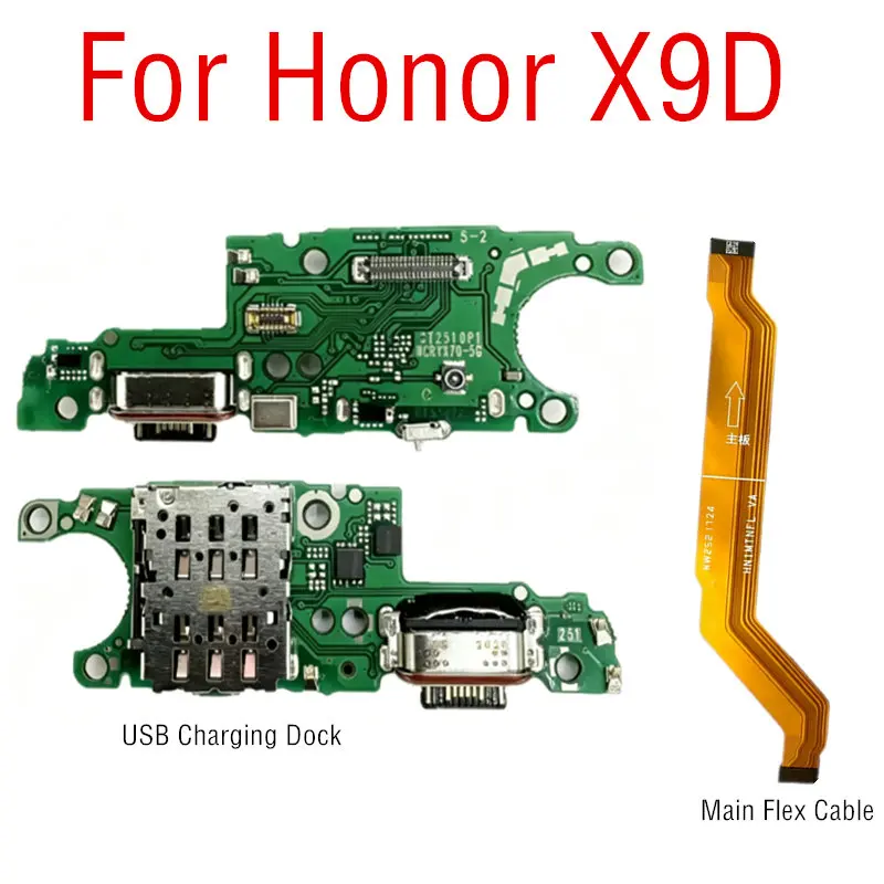 For Huawei Honor X9d MTN‑NX1 USB Charging Board Dock Port Connector Main Board Motherboard Mother Flex Cable Replacement