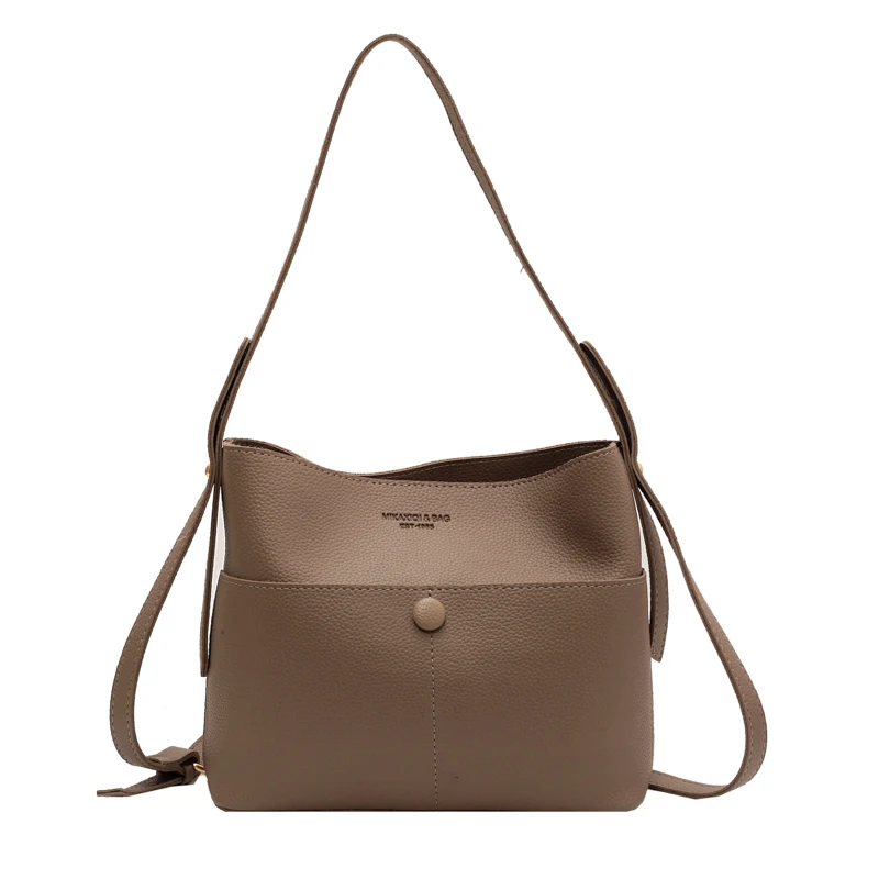 Bolso de mano de gran capacidad para mujer, bolso de cubo Simple que combina con todo, bolsos cruzados de hombro Vintage a la moda, otoño e invierno, nuevo