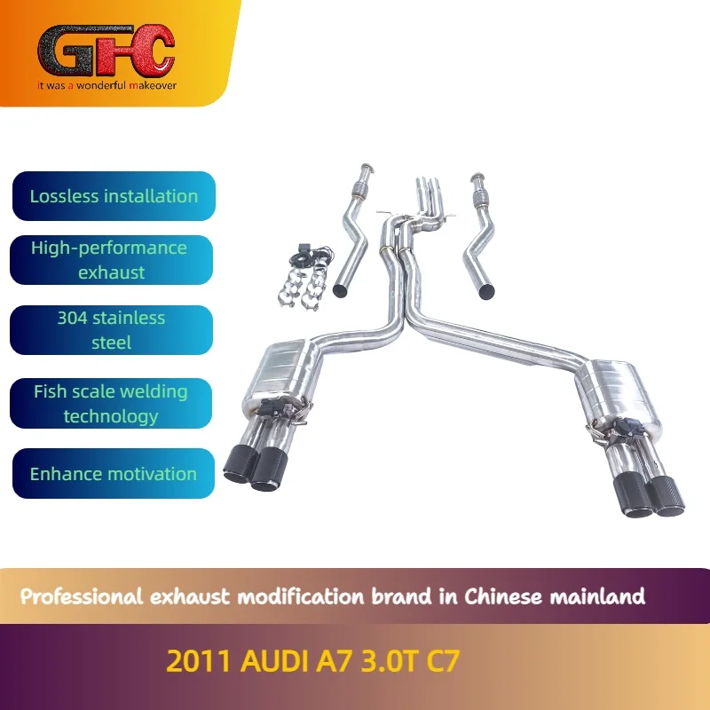 GFC brand for the 2012-2014 AUDI A7 3.0T C7 full length catback high performance variable valve exhaust with mufflers and tips