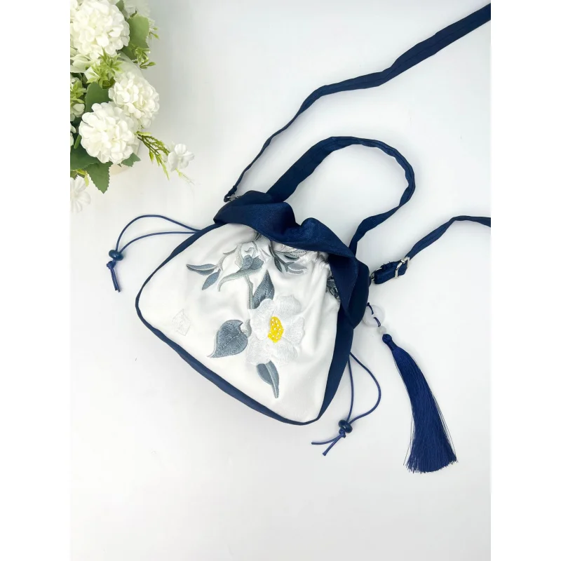 BB005 Embroidered Handmade Handbag Crossbody Bag Large Capacity Women's Bag Hanfu Bag Qipao Bag Shiny Satin Women's Bag