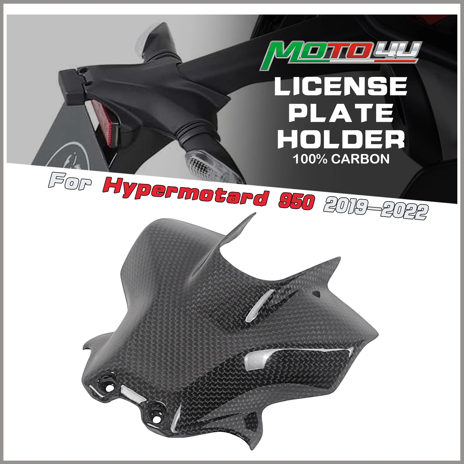 

Для Ducati Hypermotard 950 2019 2020 2021 2022 2023 2024 100% углеродное волокно нижний держатель номерного знака модификация мотоцикла