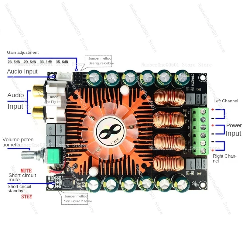 Tda7498e High Power Digital Amplifier Board 2.0HiFi Stereo 160W * 2 Btl220w