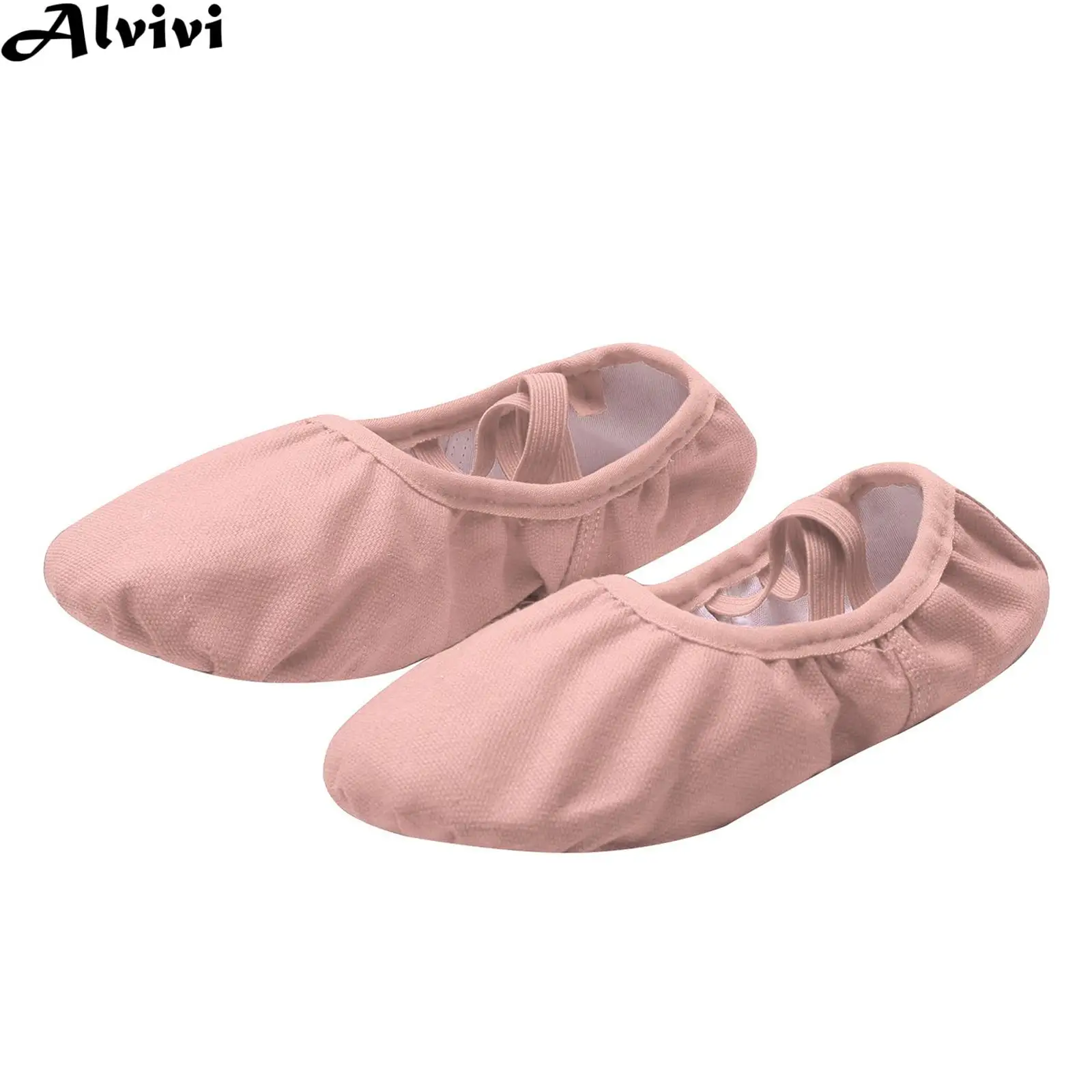 Zapatos de baile de Ballet para niña, zapatillas de suela dividida de Color sólido con banda elástica cruzada, zapatos de bailarina para actuaciones