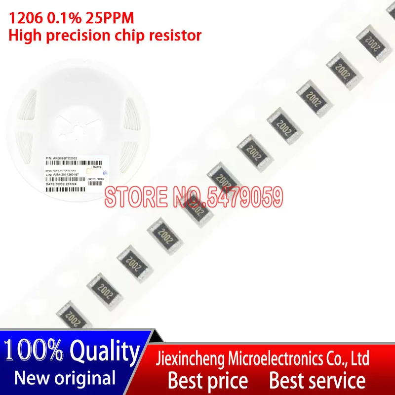 1206 0.1% 22R 24.9R 27R 30R 36R 39R 47R 51R 56R 62R Ohm 25ppm 1206 Chip High Precision Low Temperature Drift Resistance