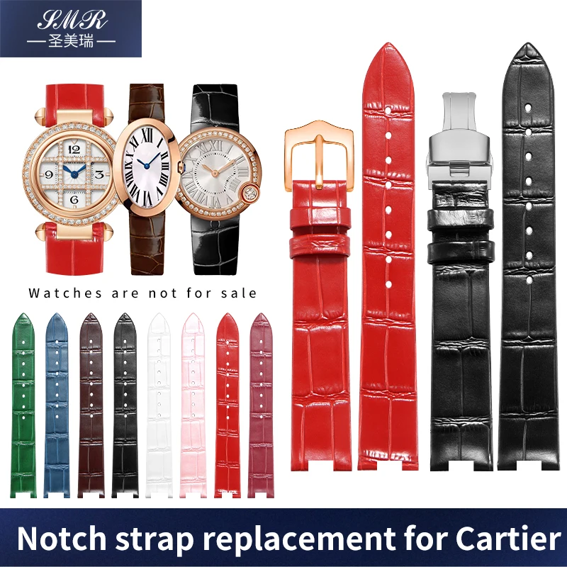 

Notch leather watchband replacement for Cartier W4BL0003 WGBL005 WJBL0006 WGBA0015 WJBA0023 12x4 14x5mmSilk Cowhide Watch Strap