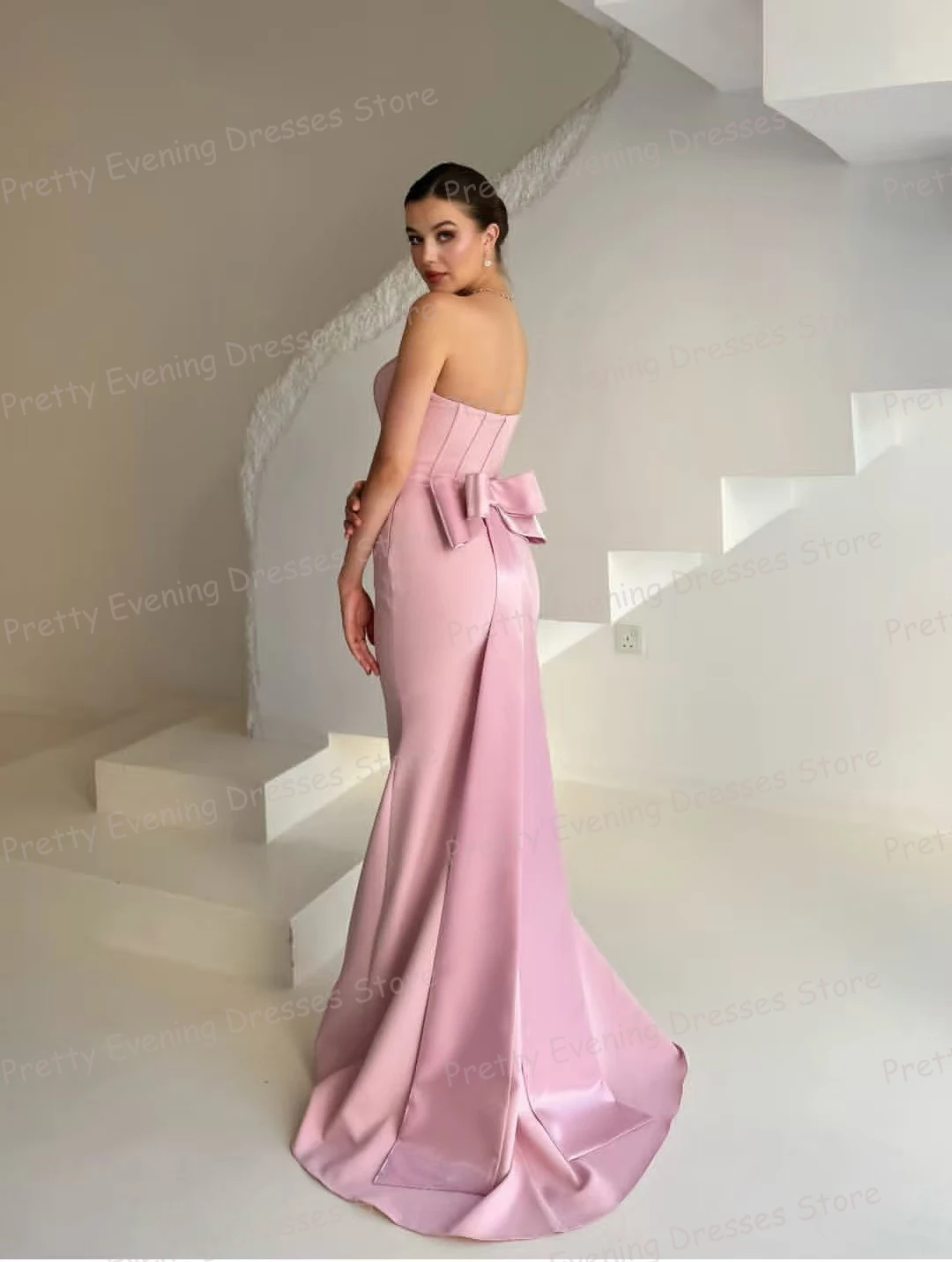 Proste sukienki wieczorowe z falbankami, syrenka, bez rękawów, suknie balowe, szyte na miarę, modne Vestidos De Novia فساتين سهرة