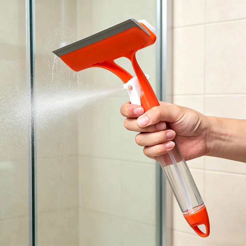 1Pc Integrated Spray Window Squeegee 3-in-1 Household Glass Cleaner with Water Sprayer Wiper for Window Cleaning