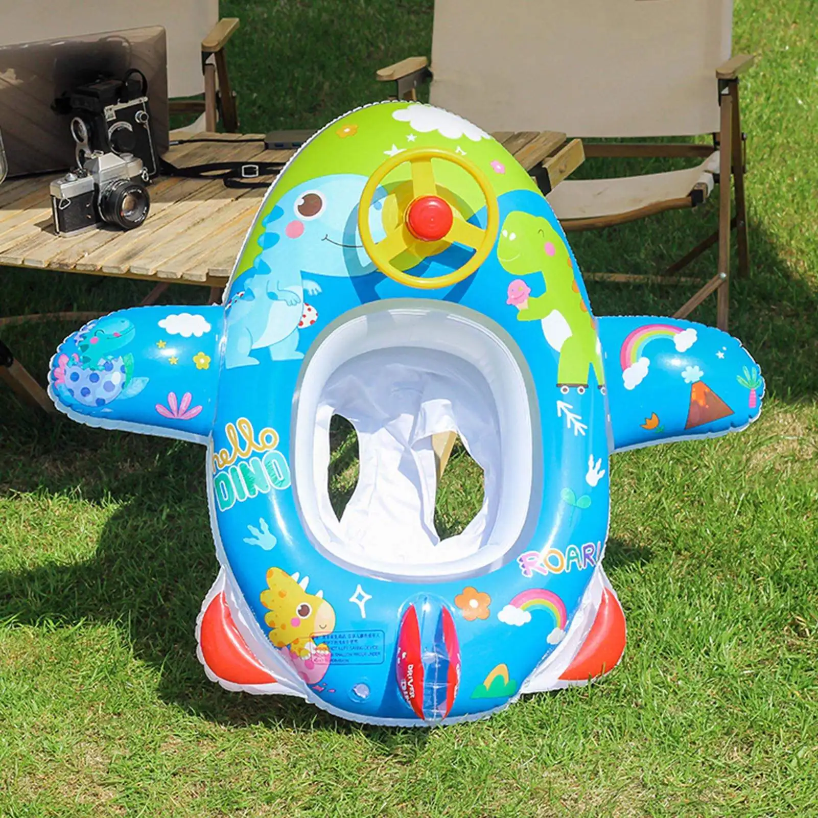Kids Inflatable Pool Float Horn Sound Aircraft Shaped Prevent Leakage PVC Swimming Floats