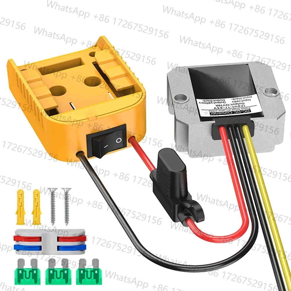 12V 10A 120W Battery Adapter with DC-DC Step Down Module Fuse Fit DeWalt DCB Series 18V 20V Lithium Battery