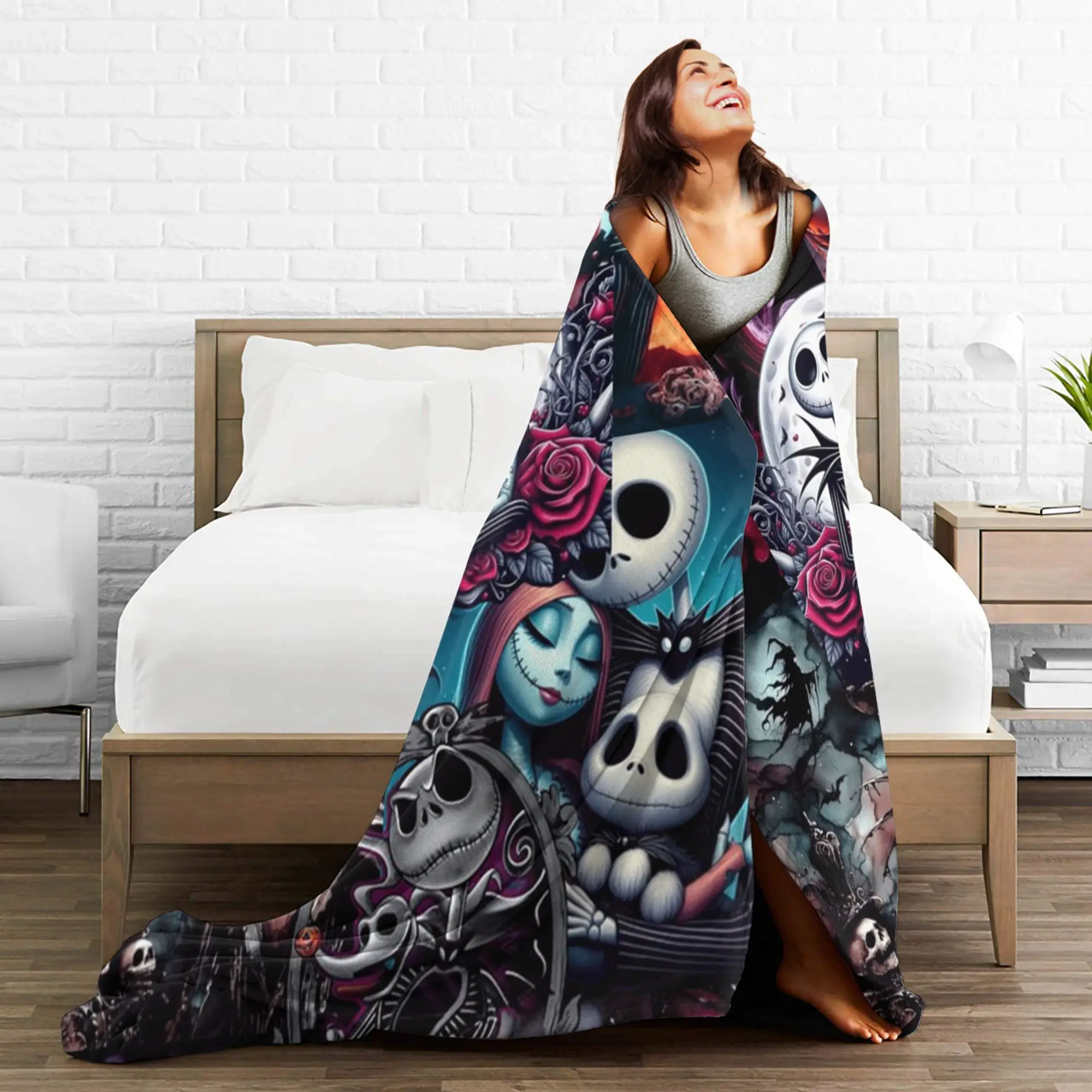 كابوس قبل عيد الميلاد جاك الفانيلا البطانيات الشتاء سوبر الدافئة رمي بطانية للطفل طباعة المفرش أريكة غطاء سرير #4