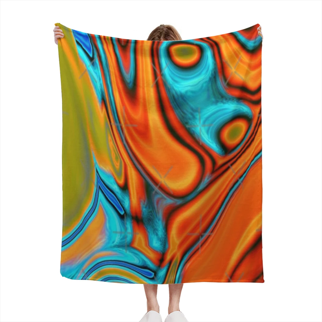 

vivid modern Southwest hipster turquoise orange swirls Summer Blanket Thin Blanket Comforter Flannel Soft throw Blankets Warm