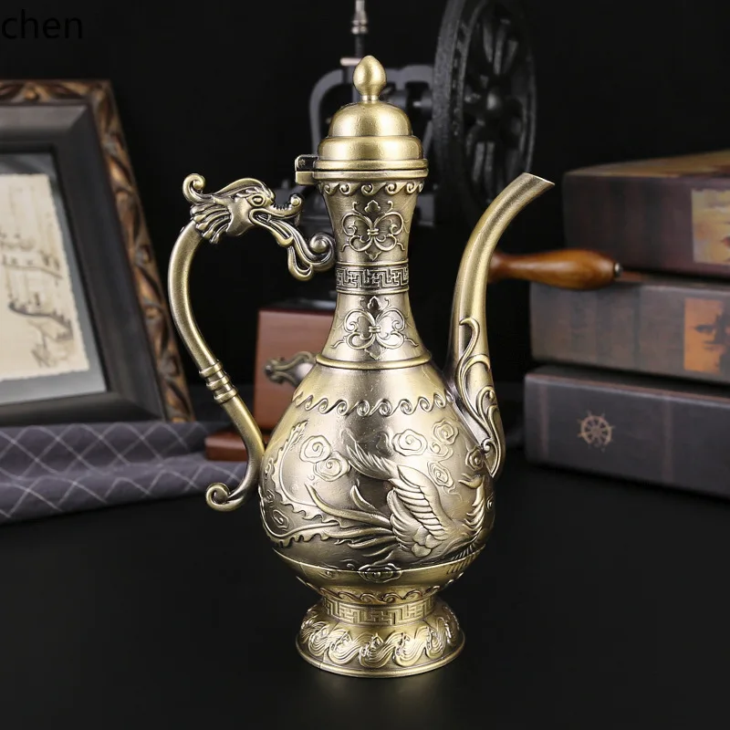 HT Retro Palace Wine Set Household Wedding Holiday Supplies Metal Bar Set Classical Ornaments Gift Decanter Barware Wine Jug Cup