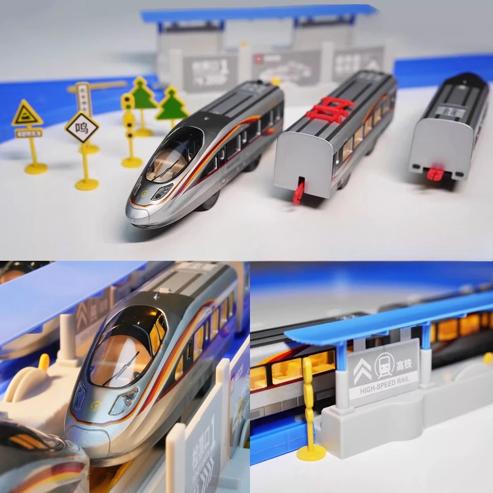 لعبة قطار Fuxing CR400AF-Z مجموعة قطار سبيكة لعبة كهربائية 3 أقسام مسار السكك الحديدية لعبة أطفال هدية