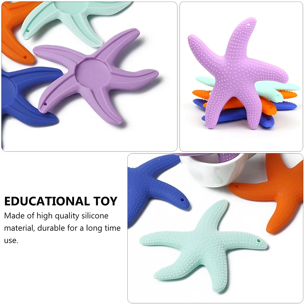 

2pcs Silicone Sea Star Teether Baby Teethers Molar Chew Infant Teething Tool Educational Baby Easy Carry Durable Gift