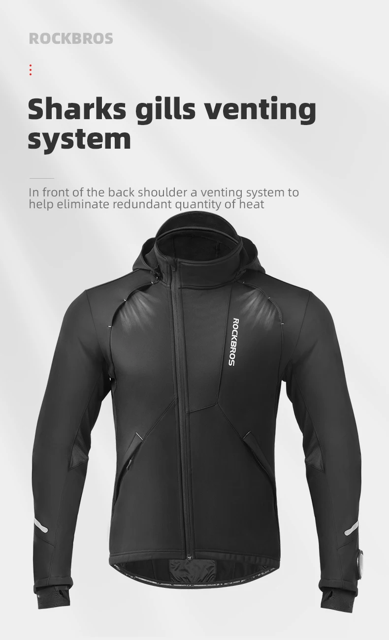 ROCKBROS Fahrrad Jacke Winter Radfahren Kleidung Thermische Fleece Langarm Radfahren Bike Kleidung Wärmer Winddicht Sportswear – Detail 7