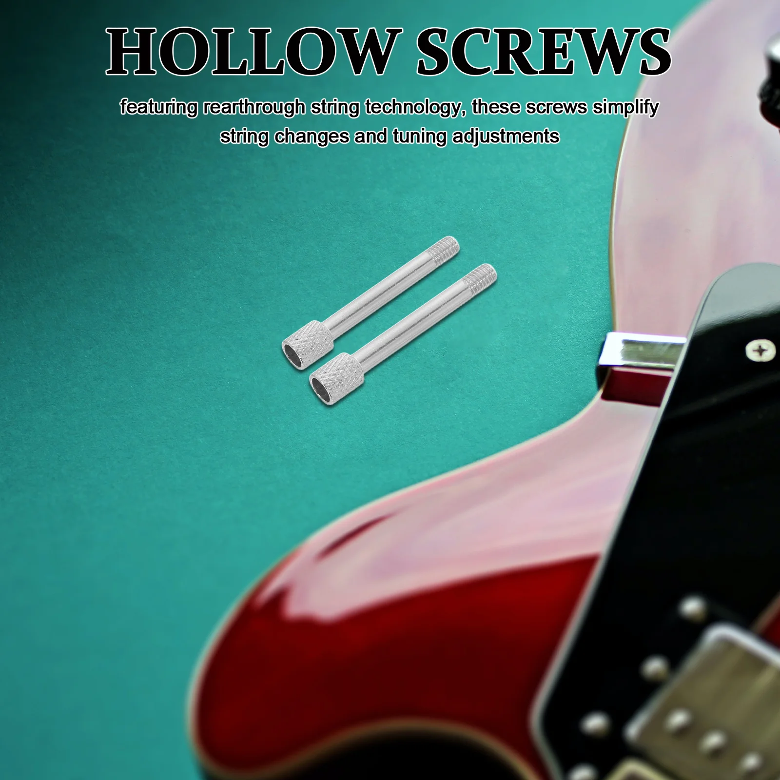 

2Pcs Electric Guitar Hollow Tremolo Bridge Screws Precision Lightweight Durable Stage Recording Replacement Parts Kit