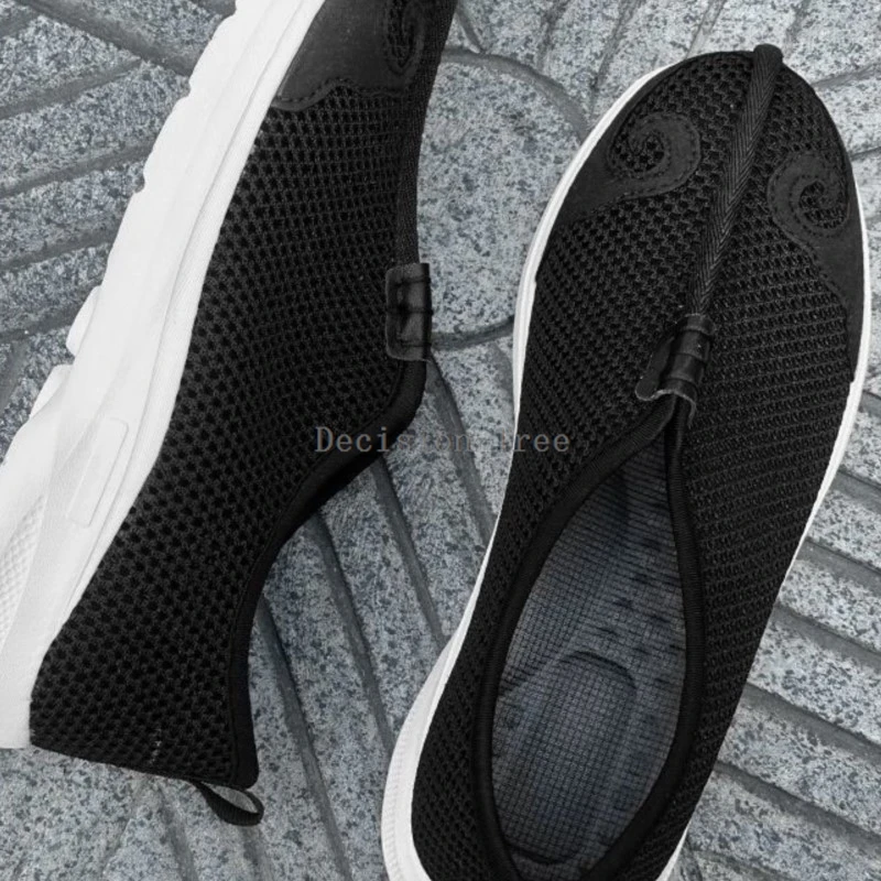 summer Chinese cloud-pattern mesh shoes men's anti slip and lightweight wushu shoes women's breathable Tai Chi practice shoes