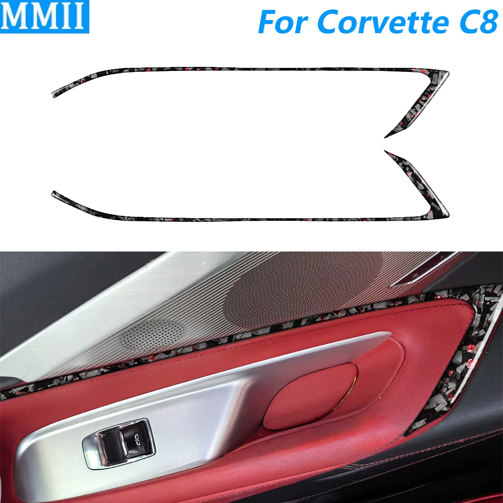 

Декоративные накладки из кованого карбона на рамку стеклоподъемников для Chevrolet Corvette C8 2020-2025, аксессуары для автомобиля, наклейки