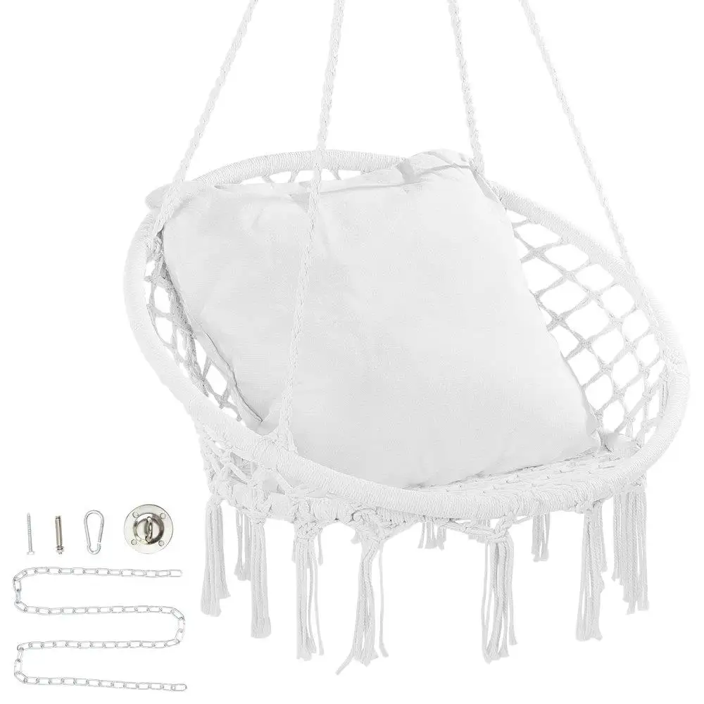 

Macramé Гамак-качалка Подвесной стул с подушкой для использования в помещении и на открытом воздухе