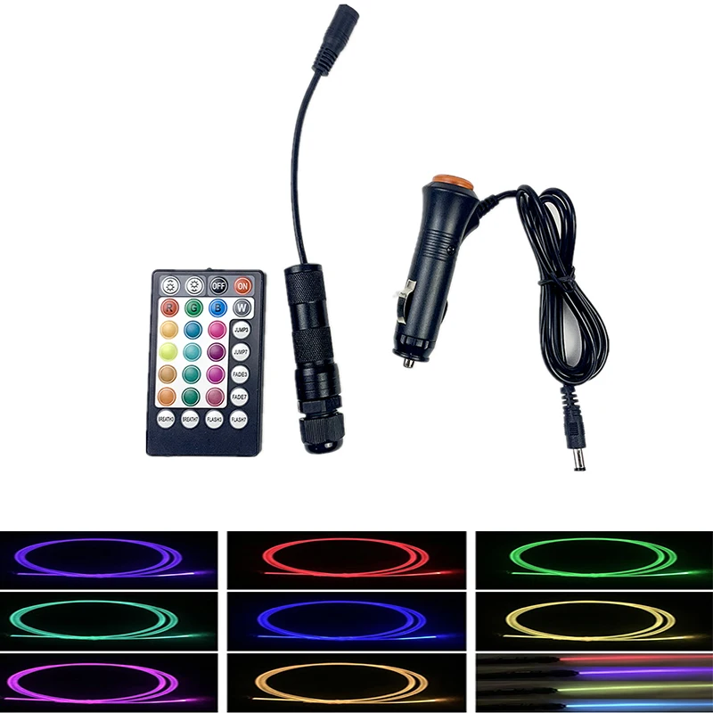 high quality side glow transparent solid core optical fiber cable car Optic Lighting Tail light 28 key remote control led colors