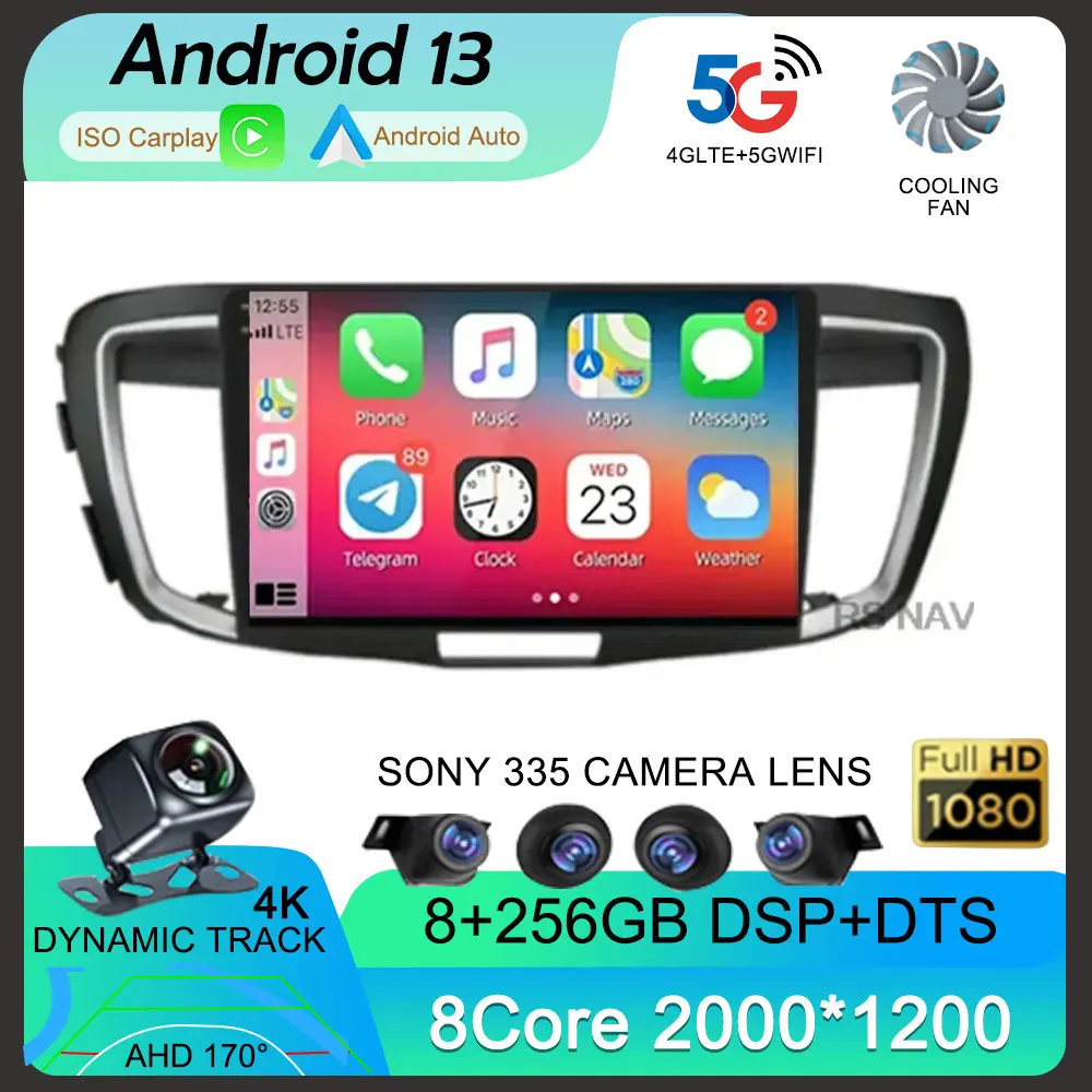 Pro Honda dorozumění 9 2.0L 2.4L 012 2013 2015 2016 2018 2din Android 13 auto rádio multimediální hráč GPS navigace audio stereo DSP