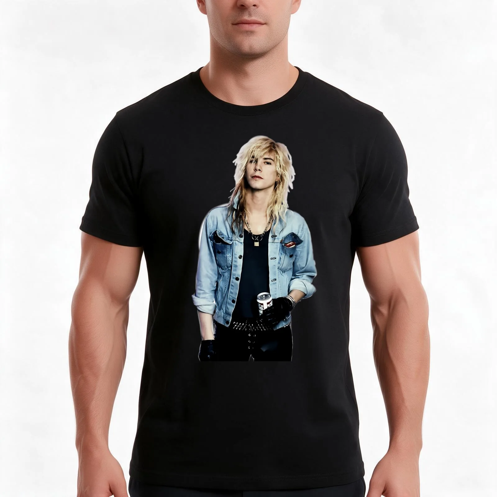 Duff Mckagan T-Shirt, Summer Casual Cotton Tee, Oversized Streetwear Tops, Vintage Graphic Print, Loose Fit Short Sleeve